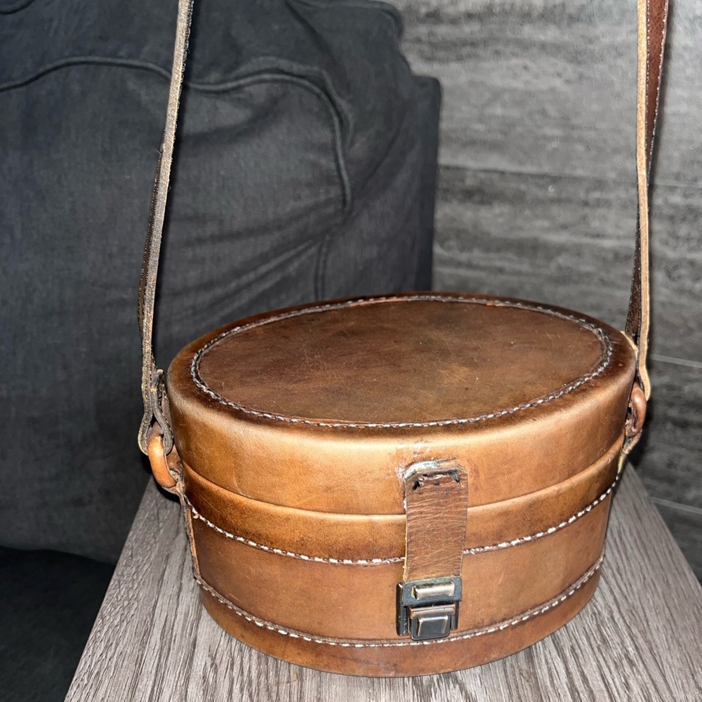 Vintage Handmade Indonesian Leather Canteen Bag Batik Lining + Bonus coin purse